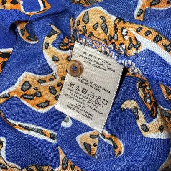Conversations By Anthropologie Women’s Tiger Print Top Blue Size 12 - Picture 5 of 5